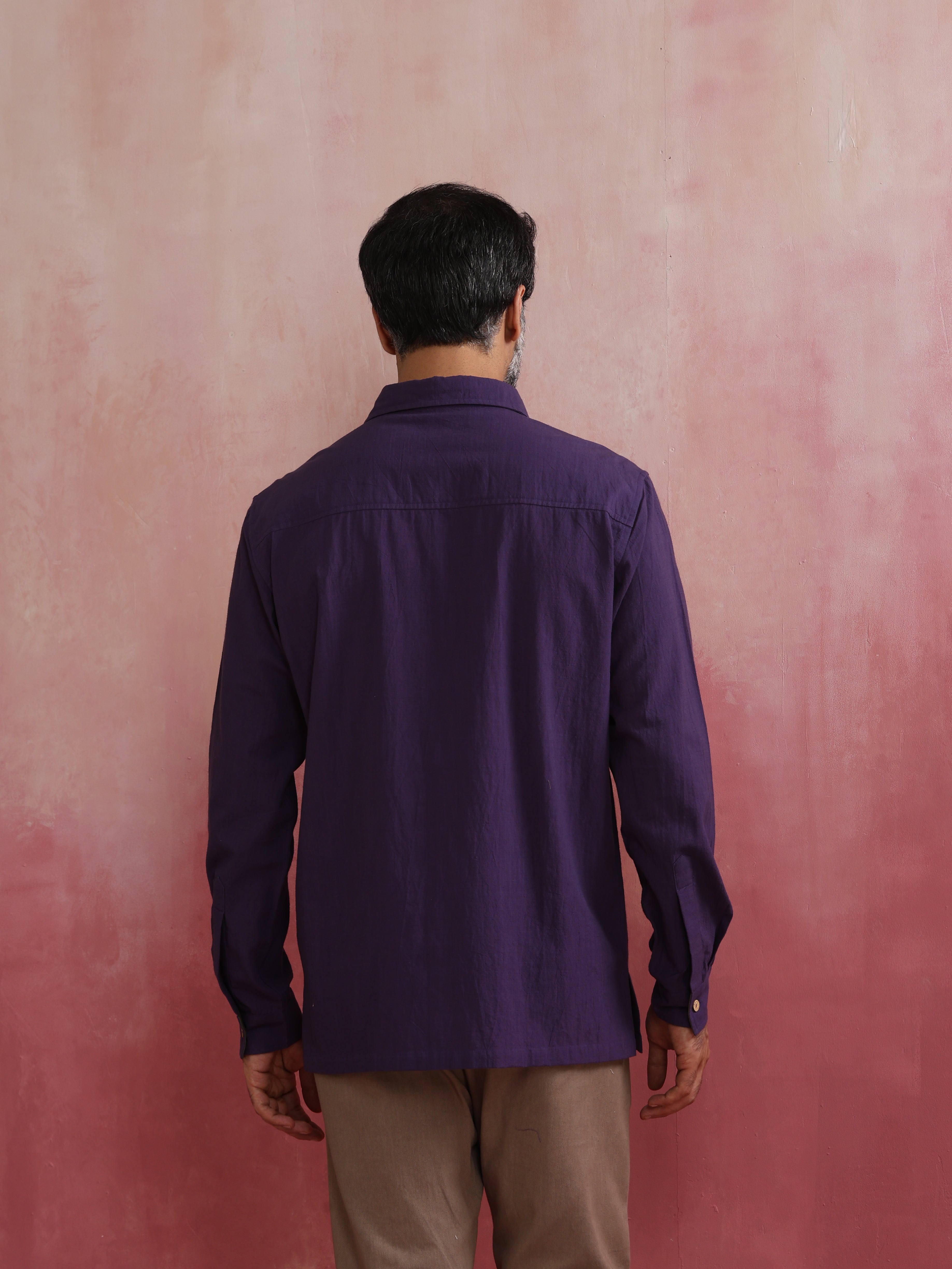 trueBrowns Men's Purple Cotton Shirt - view 6