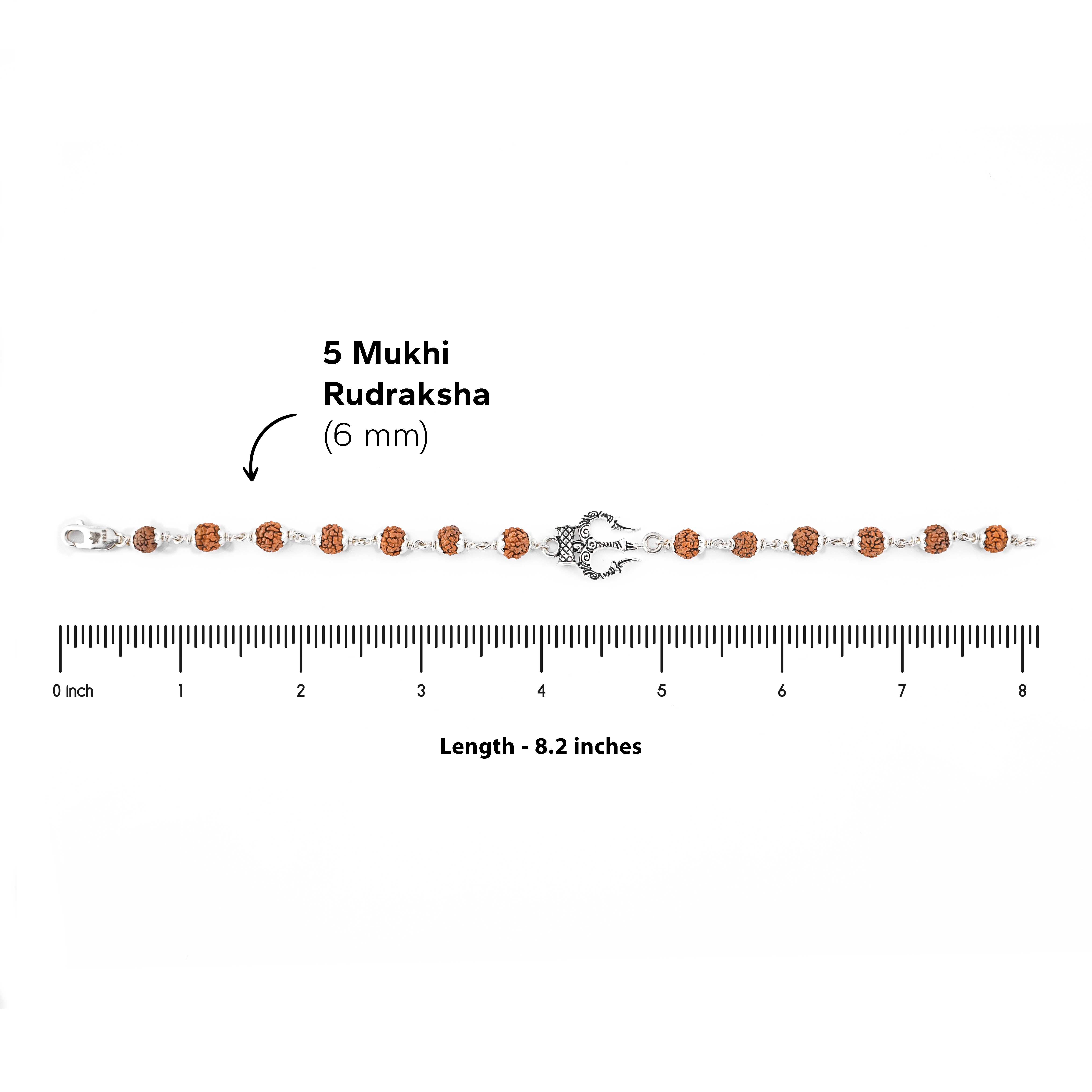 Prinjal Jewellers Rudraksha Silver Trishul Bracelet - view 6