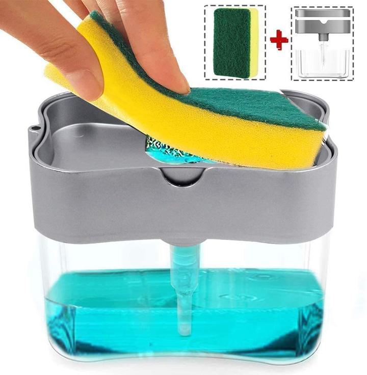 Fab Alchemy UPGRADED Liquid Soap Dispenser & Sponge Holder (WITH FREE SPONGE)
