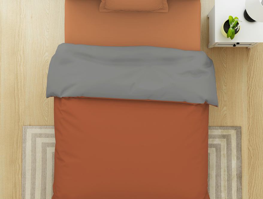 Spaces India Solid Rust/ Gray - Rust 100% Cotton Shell Single Quilt / AC Comforter - Everyday Essentials By Spaces - view 3