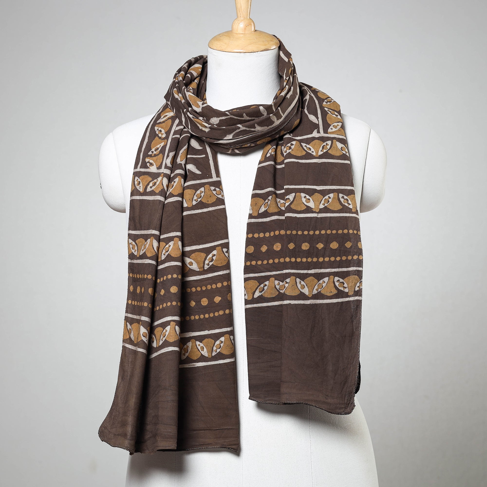 HAVELI CHRONICLES Brown - Akola Block Printed Cotton Stole