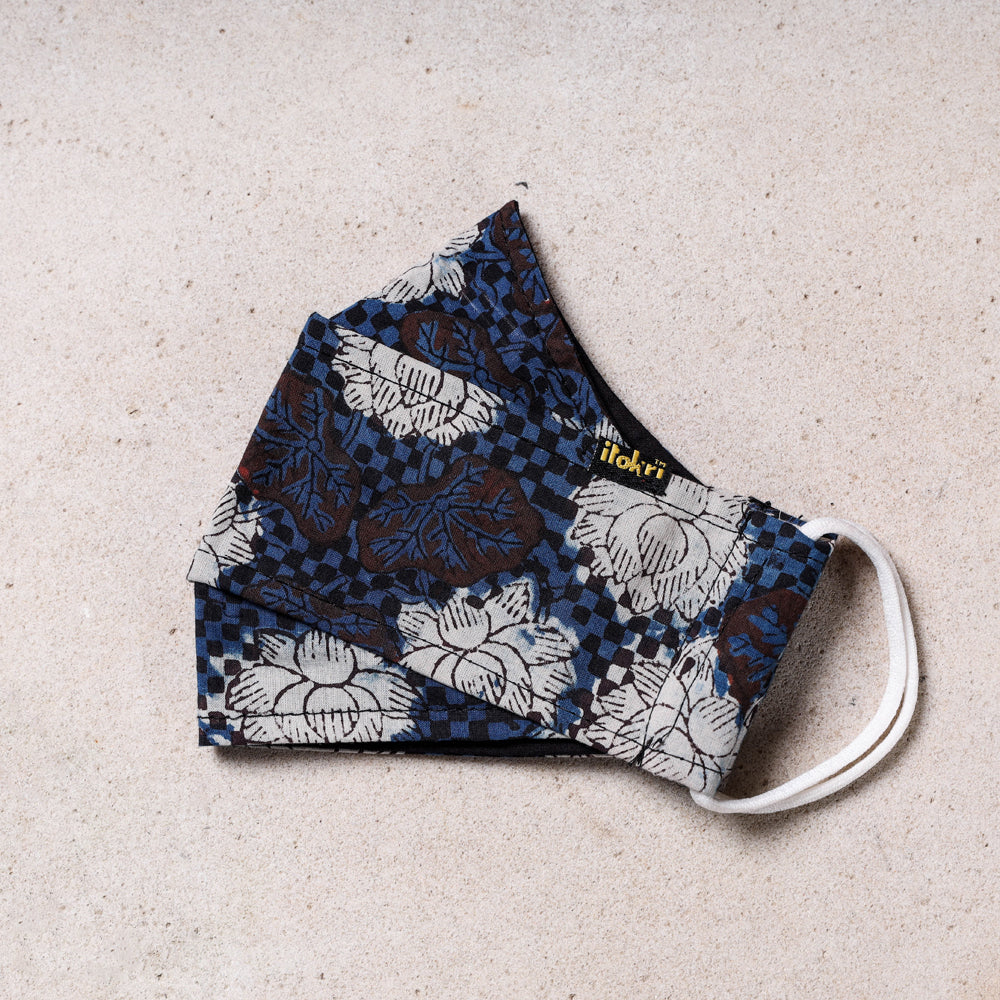 JALPARI Bagru Block Printed Cotton 3 Layer Maska Snug Fit Face Cover