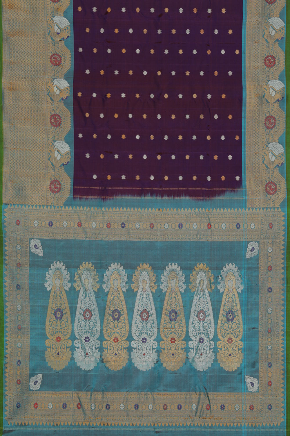 Kalanjali Gadwal-Silk Violet Saree – Women's - view 3