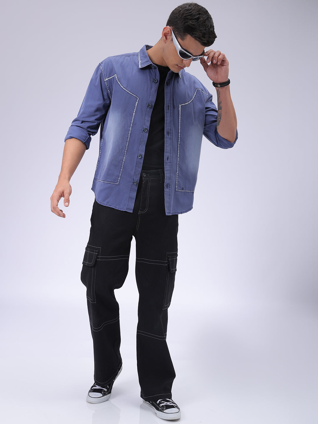 The Indian Garage Co Men's Navy Blue Regular Fit Vintage Shirt - view 2