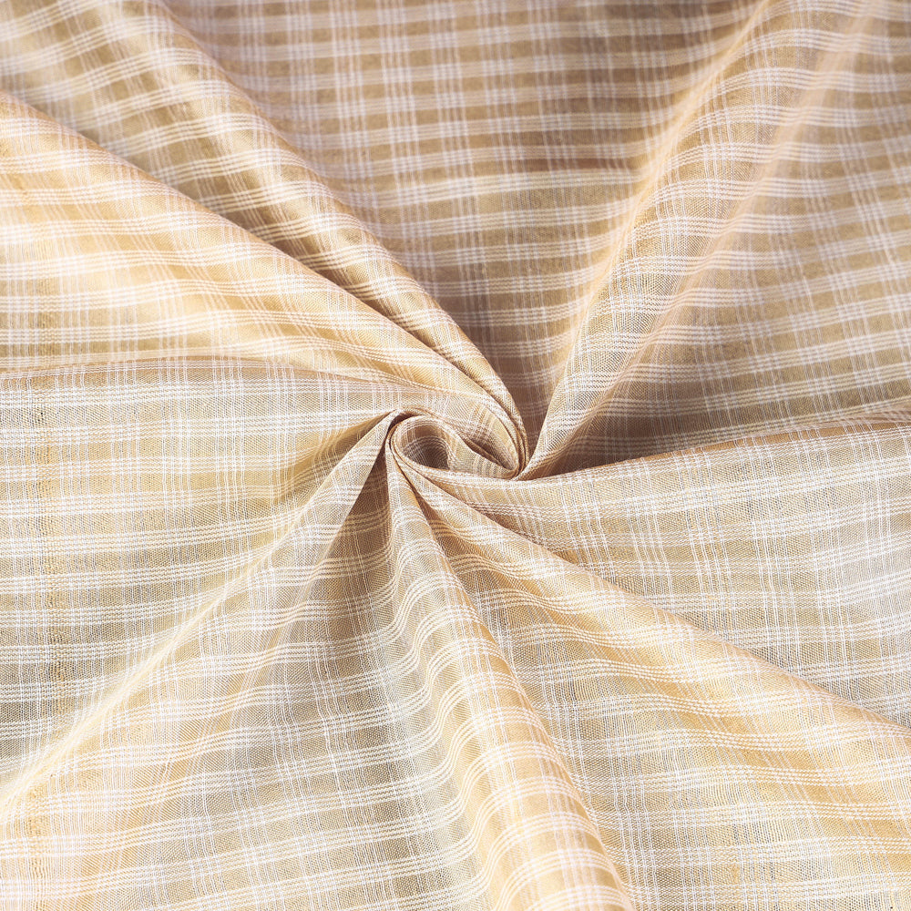ITOKRI CRAFTS INITIATIVE Beige Vidarbha Tussar Silk Checks Handloom Fabric