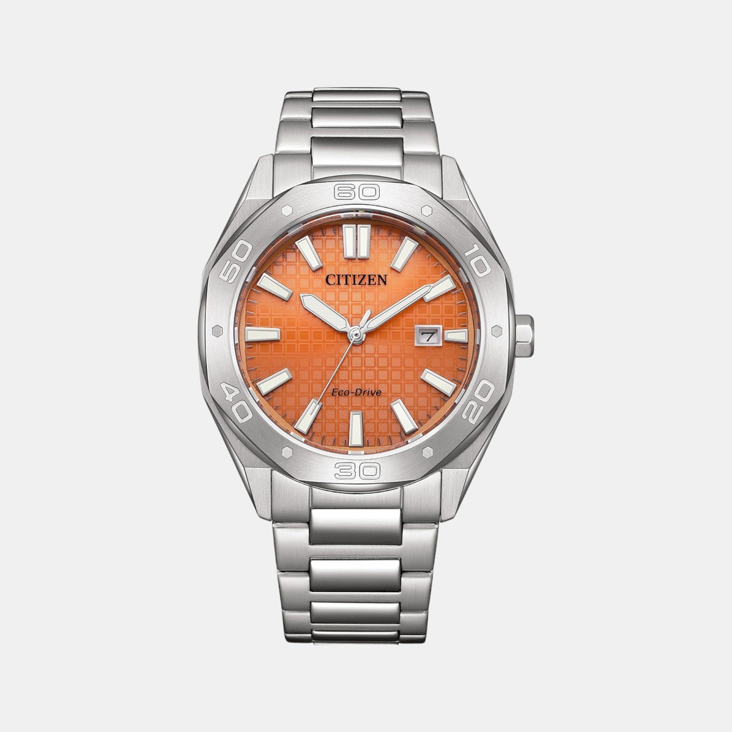 Citizen Eco-Drive Men Eco-Drive Orange Dial Analog Stainless Steel Watch BM7630-80Z
