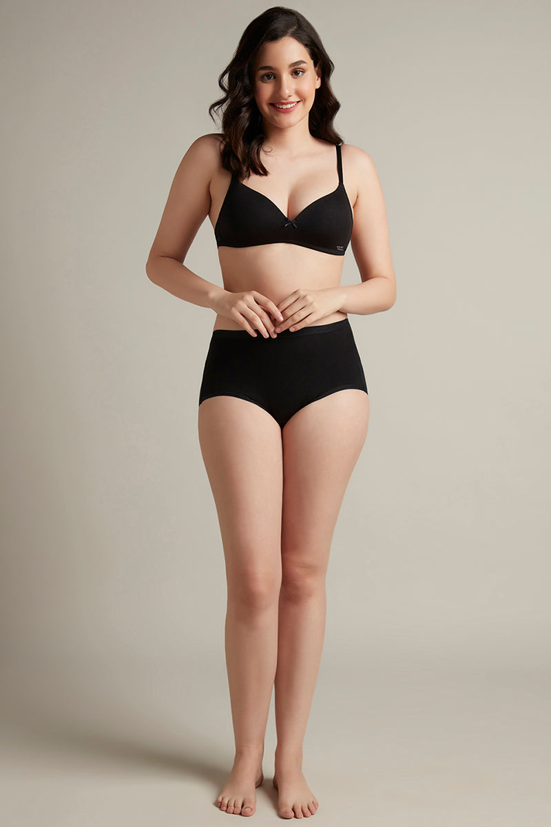 Amante Smooth Style Padded Non-Wired Cotton Bra - Black - view 5