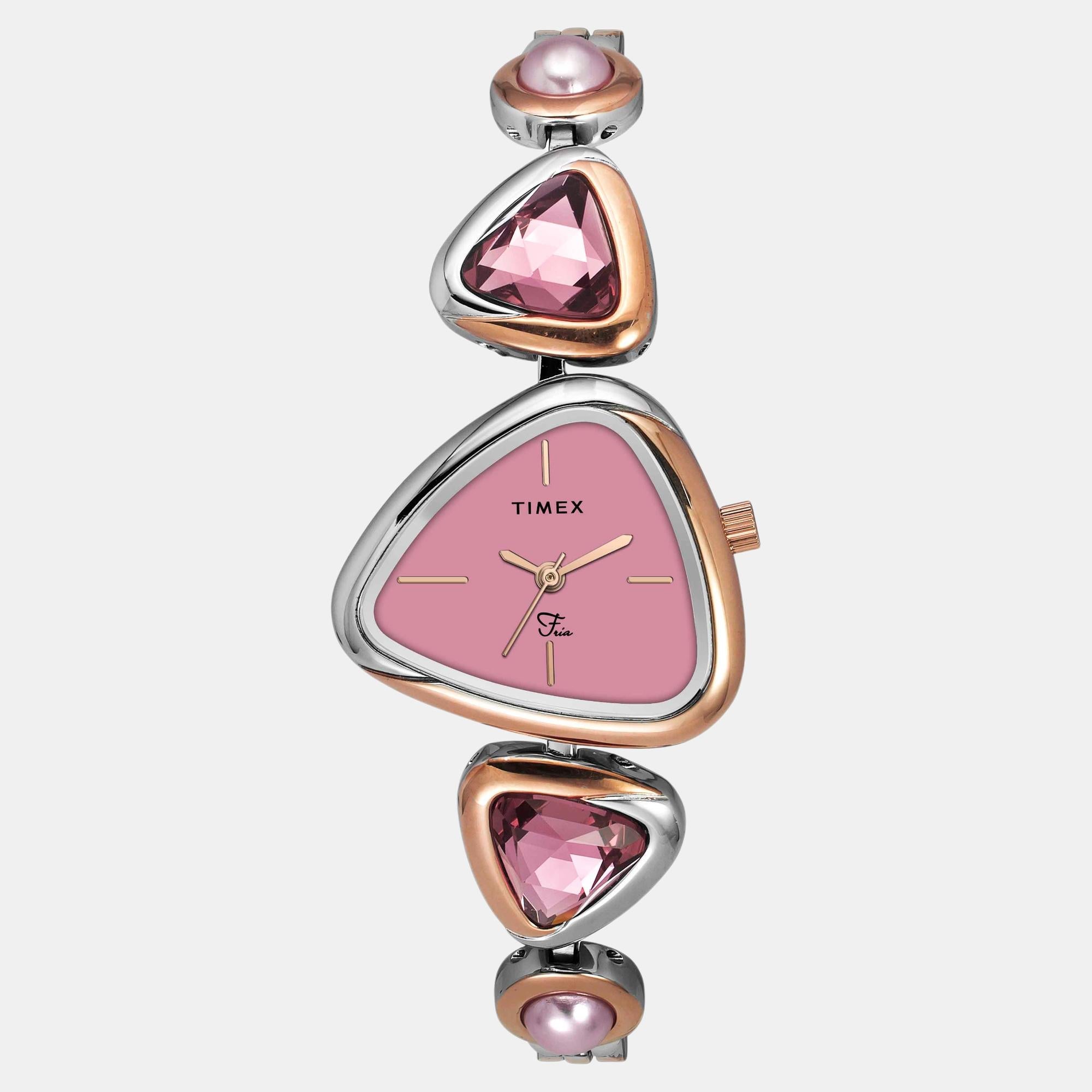 Timex Fria Women Quartz Pink Dial Analog Brass Watch TWEL17700