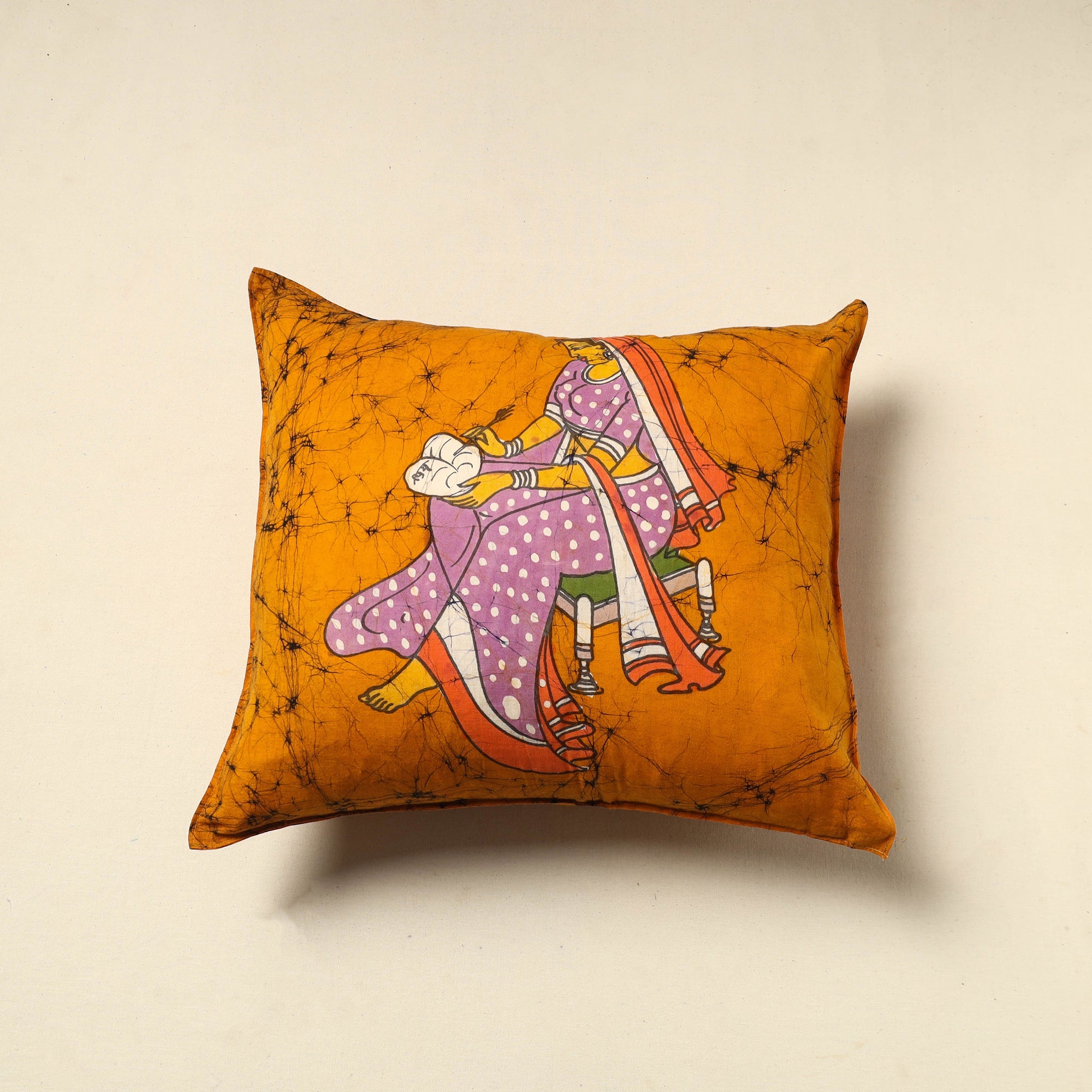 KACHCHH JI CHHAAP Orange - Pure Cotton Hand Batik Cushion Cover (18 x 18 in) 44
