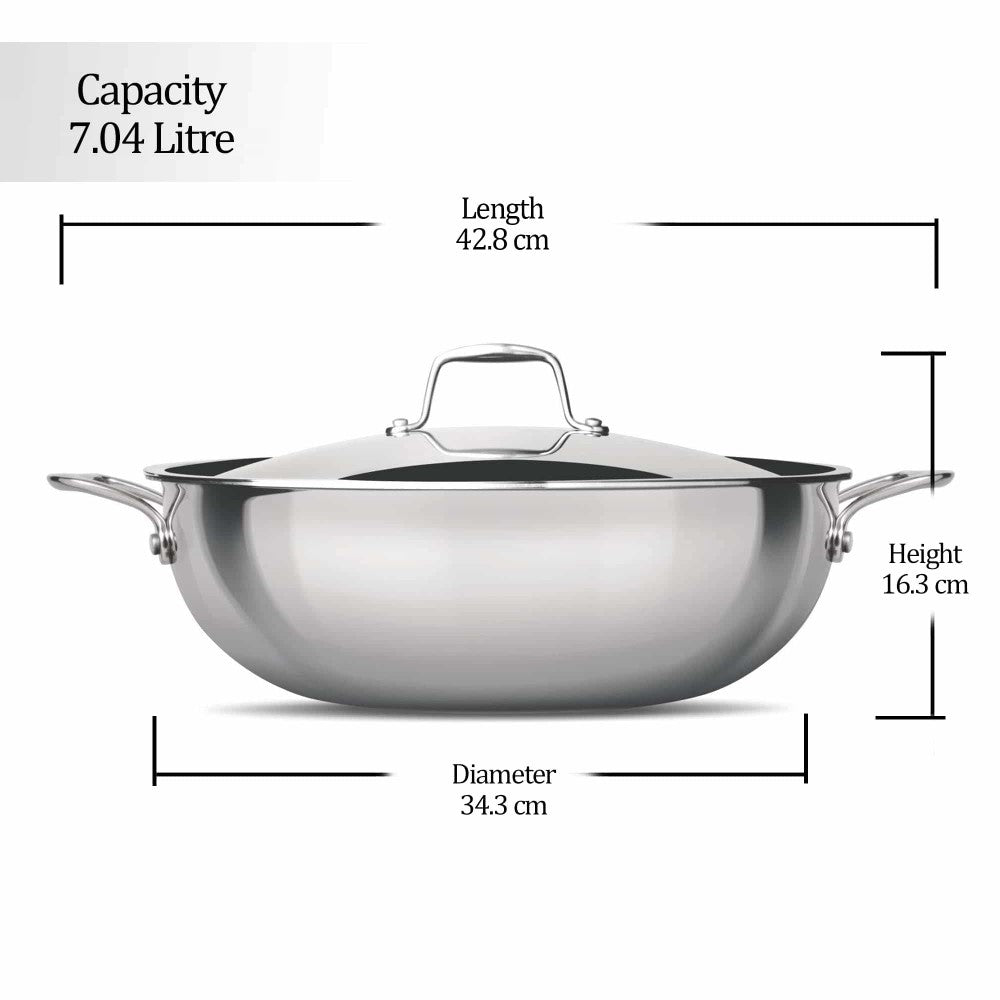 Triply Stainless Steel Kadhai with Lid (Milton Procook) - view 13