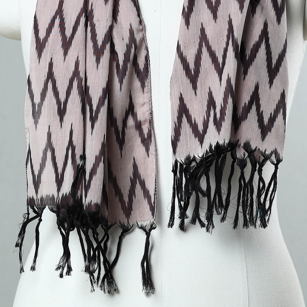 SOUTH KARGHA Brown - Handloom Mercerized Cotton Pochampally Ikat Stole 22 - view 3