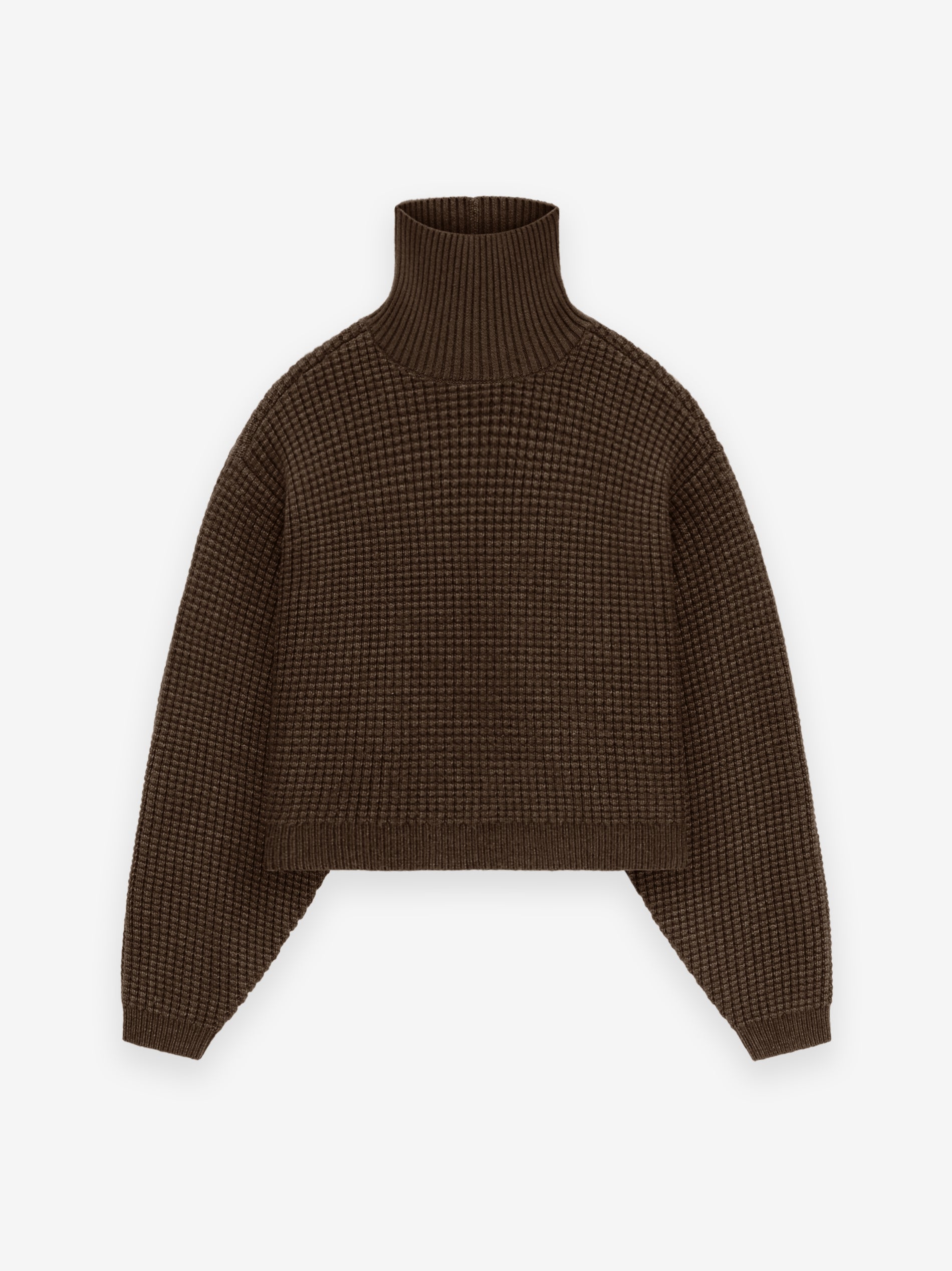 ESSENTIALS Women's Heavy Waffle Cropped Turtleneck
