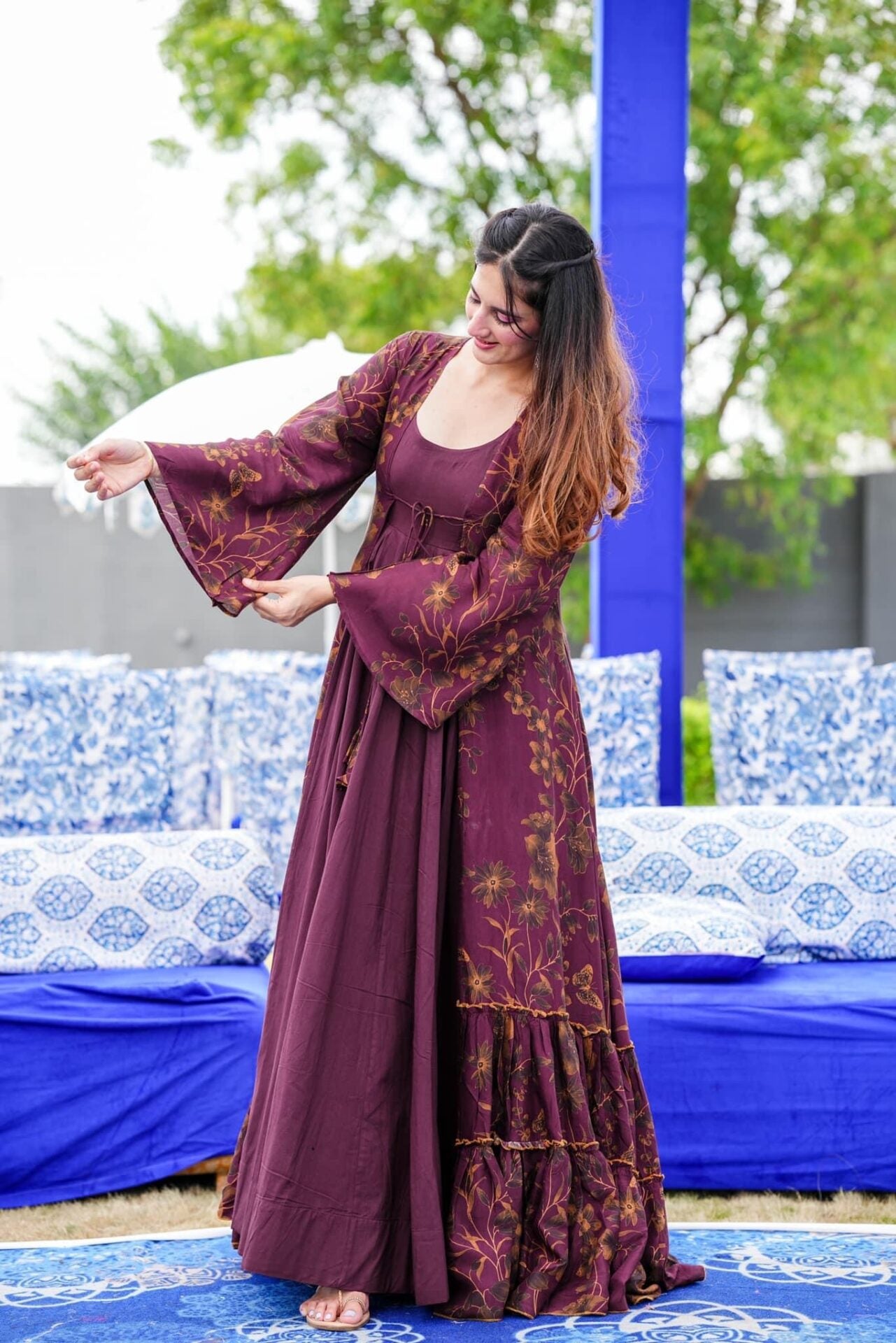 Idaho-o Kashvi muslin shrug set