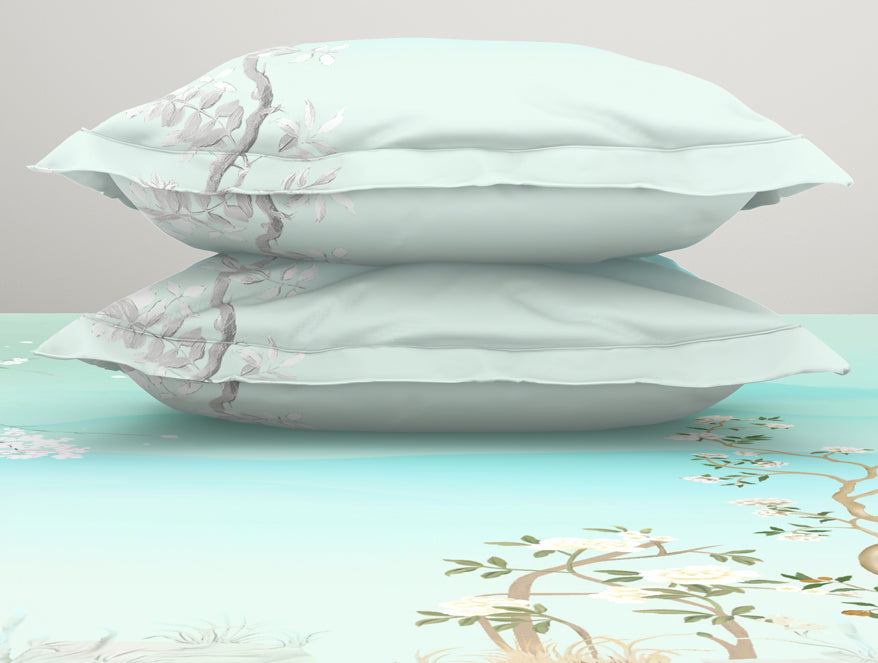 Spaces India Floral Light Blue 100% Cotton King Size Bedsheet Organic Cotton - By Spaces - view 6