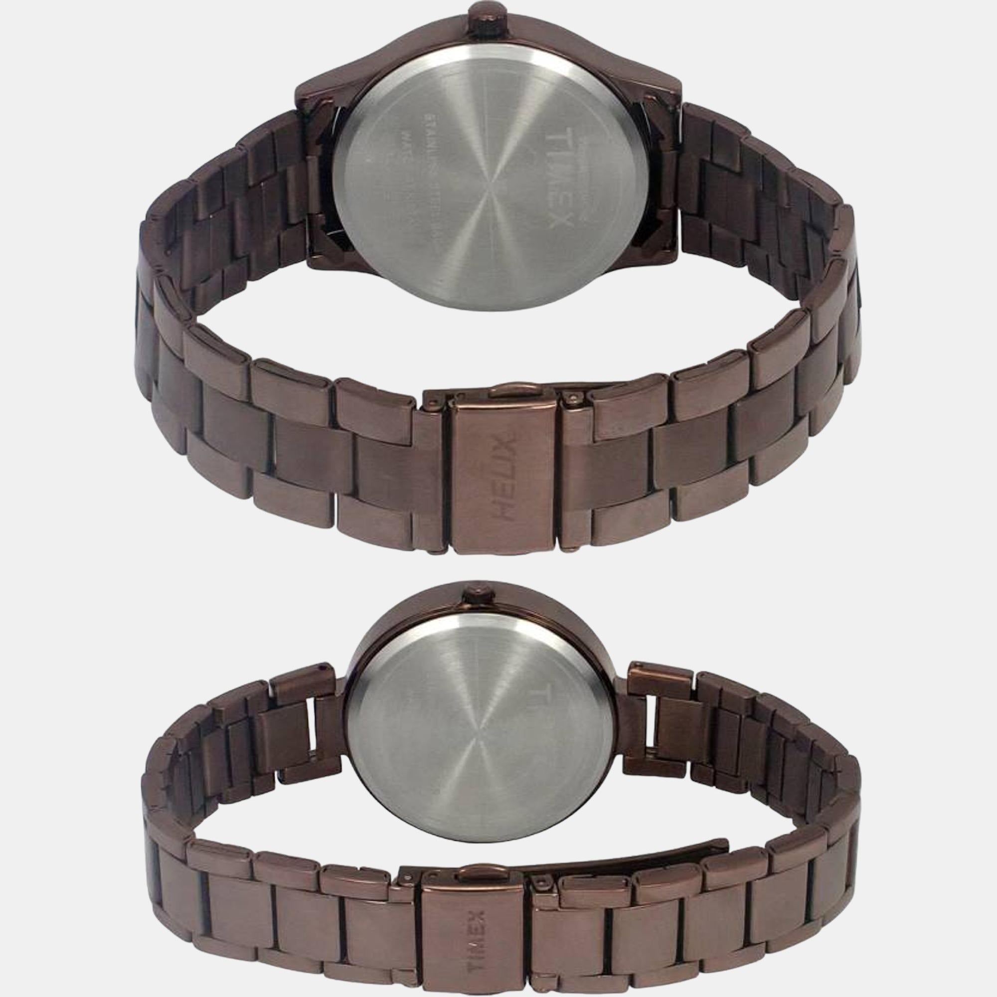 Timex Fashion Couple Quartz Brown Dial Analog Stainless Steel Watch TW00PR295 - view 2