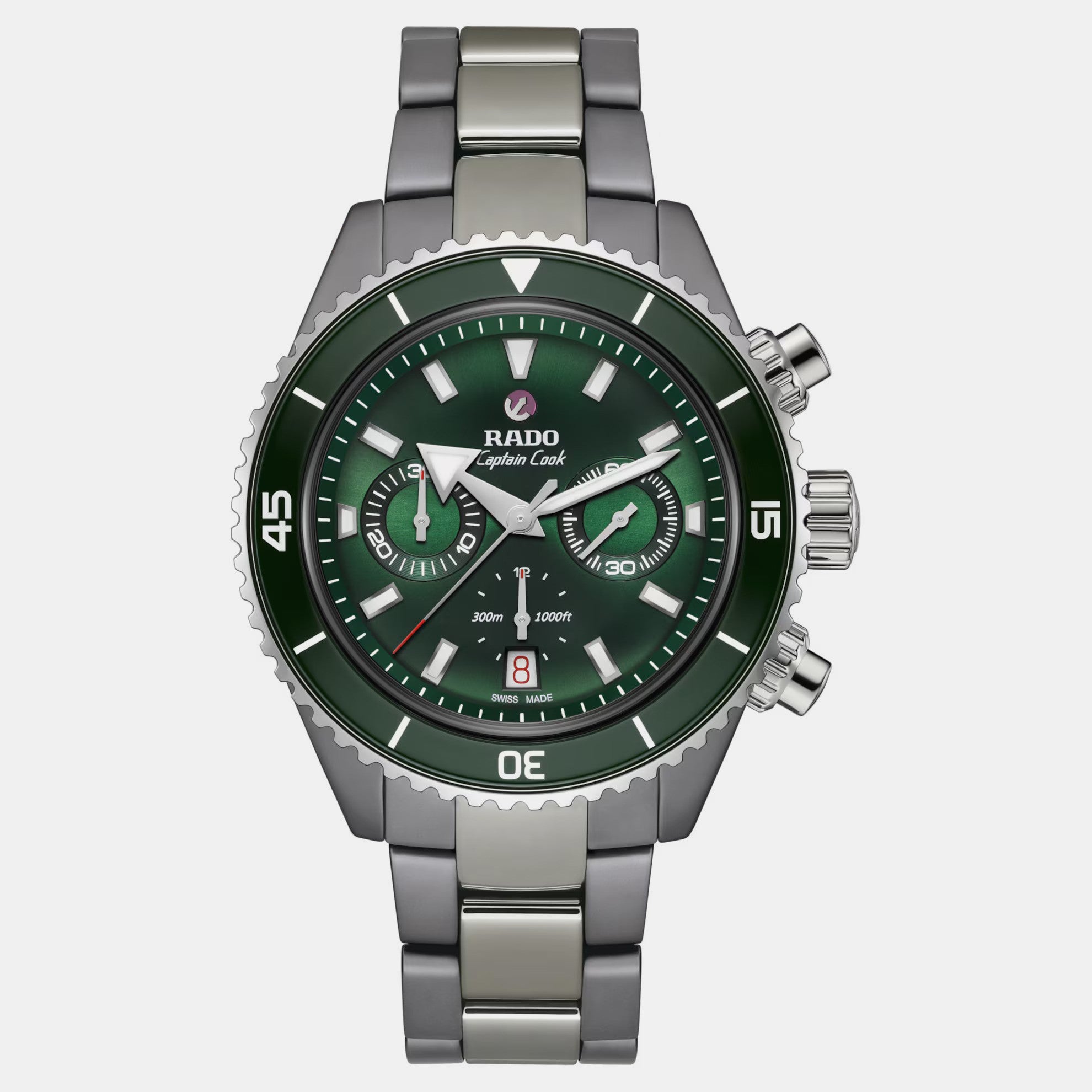 Rado Captain Cook Men Automatic Green Dial Chronograph Ceramic Watch R32189313