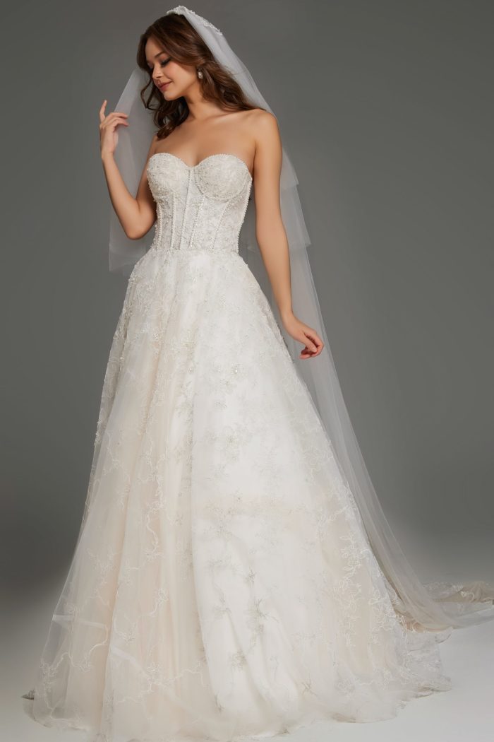 Jovani JB42766 Corset Bridal Gown Long Lace Details Wedding Dress - view 3