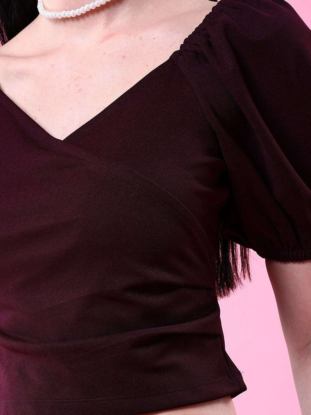 Freehand By The Indian Garage Co Women V Neck Top With Puff Sleeves - view 2