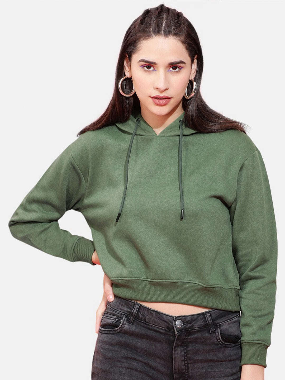 Freehand By The Indian Garage Co Women's Solid Regular Fit Sweatshirt