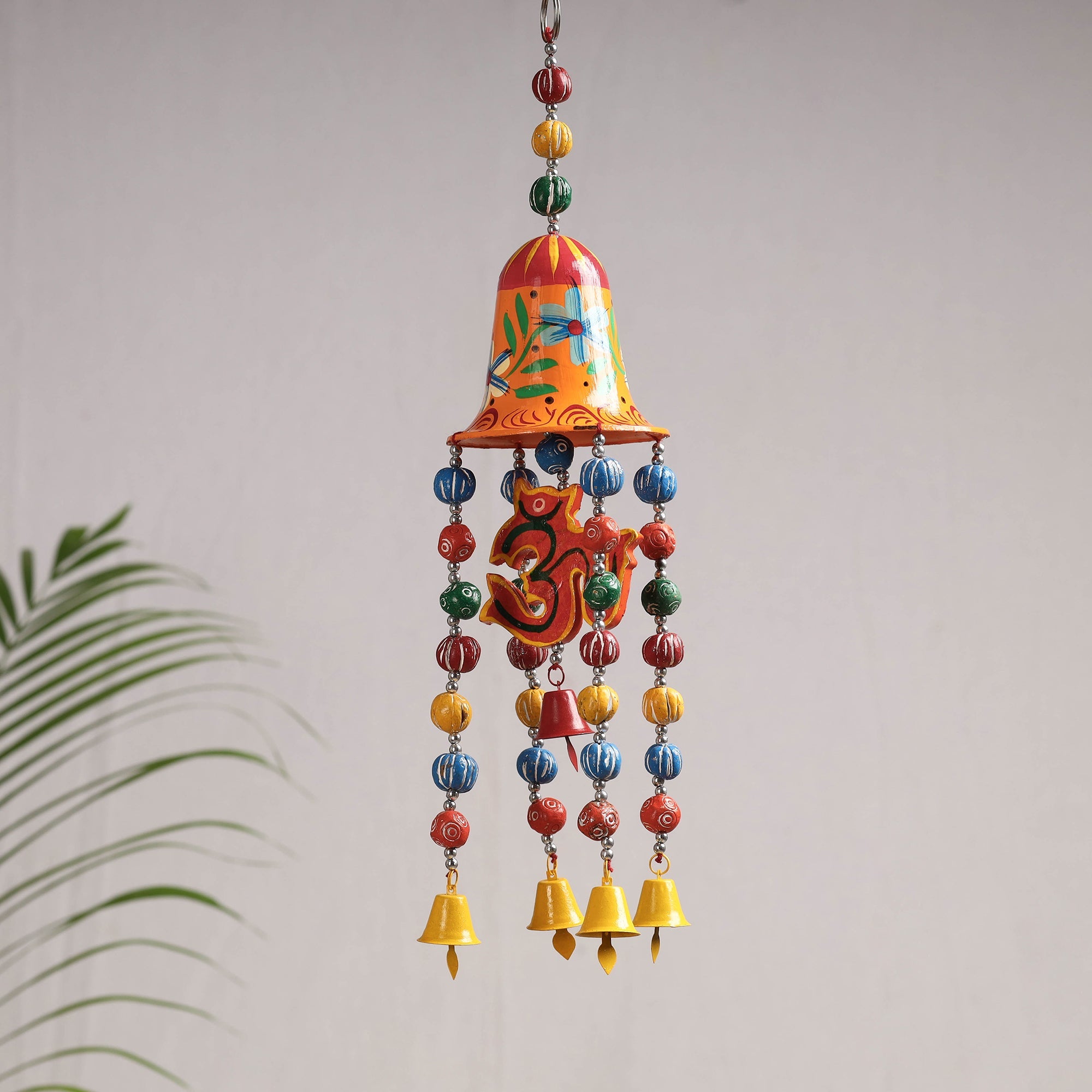 DEVENDRA SINGH Big Bell - Banaras Handpainted Wooden & Terracotta Beads Decorative Hanging