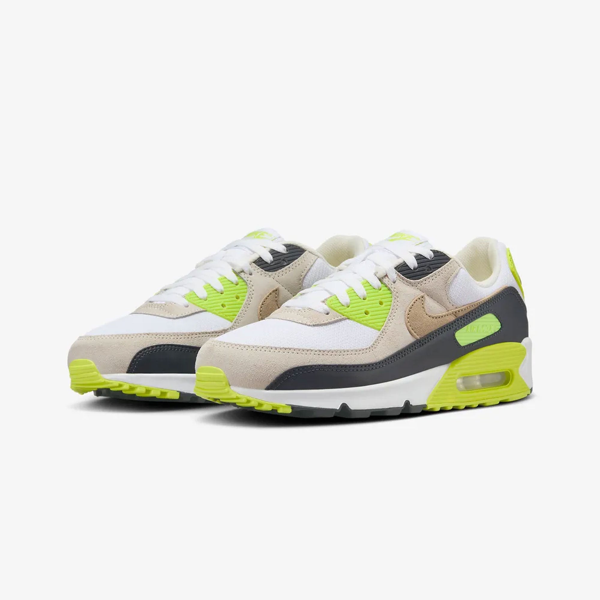 Nike | Air Max 90 { White/khaki-cyber-dk Smoke Grey - view 2