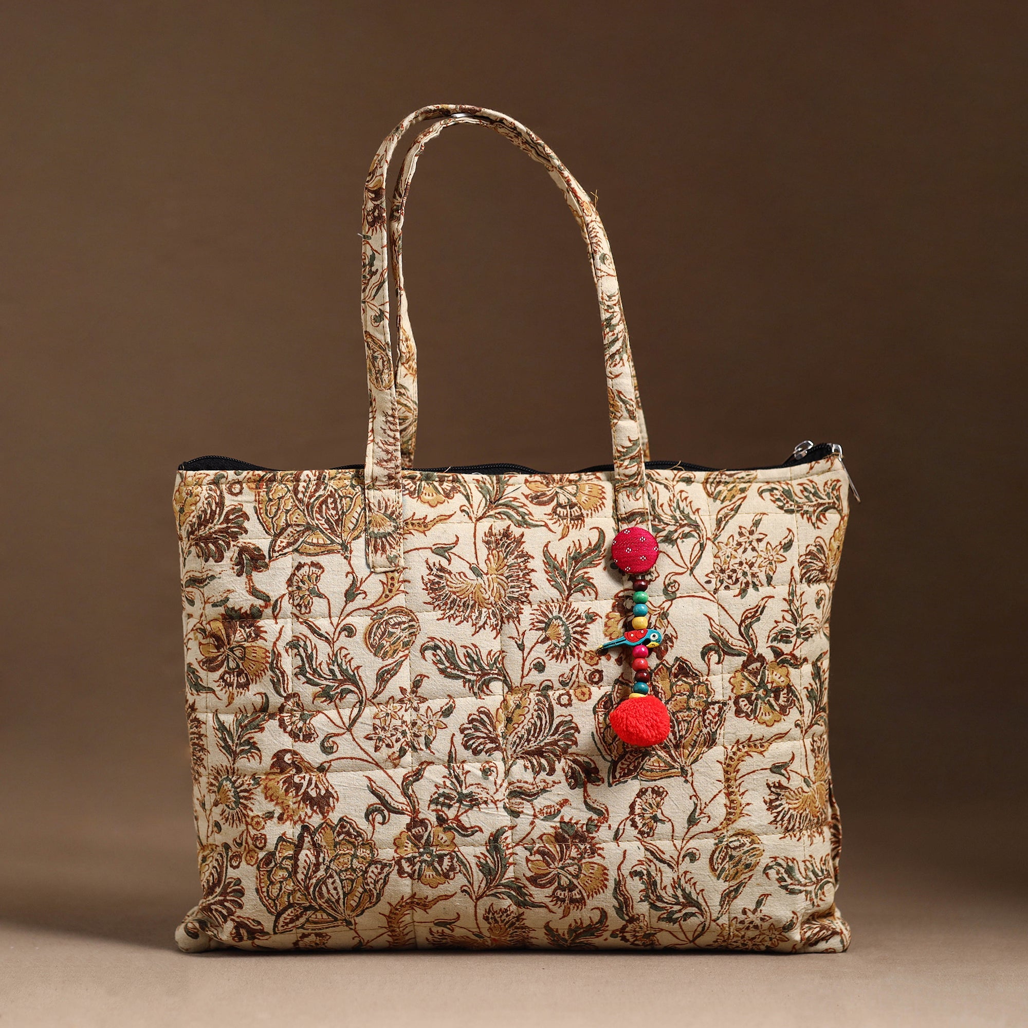 NOORI BAZAR Beige - Handcrafted Quilted Cotton Hand Bag 27