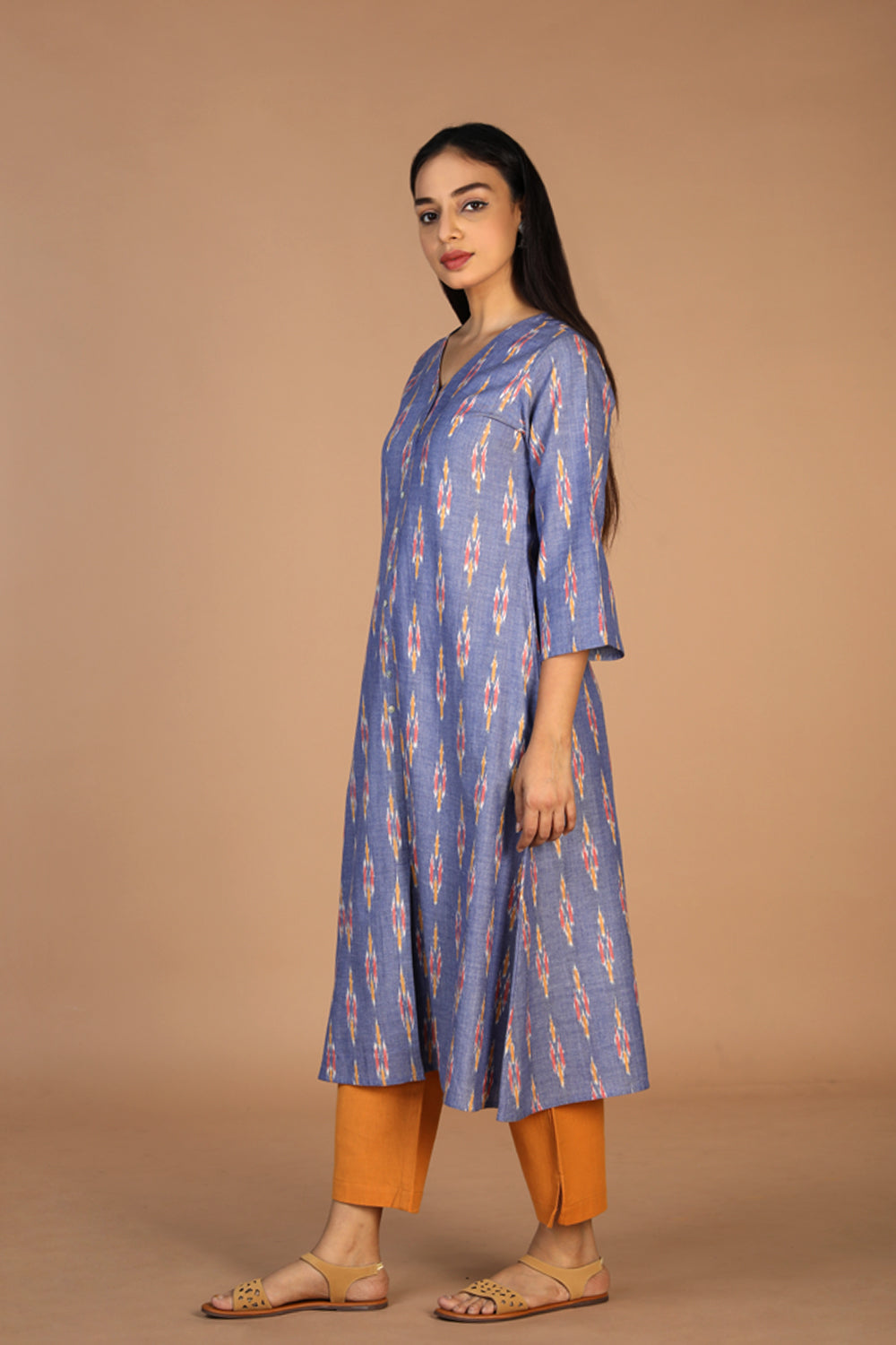 Kalanjali Ethnics Cotton Ikat kurti – Women's, COBALT BLUE - view 4