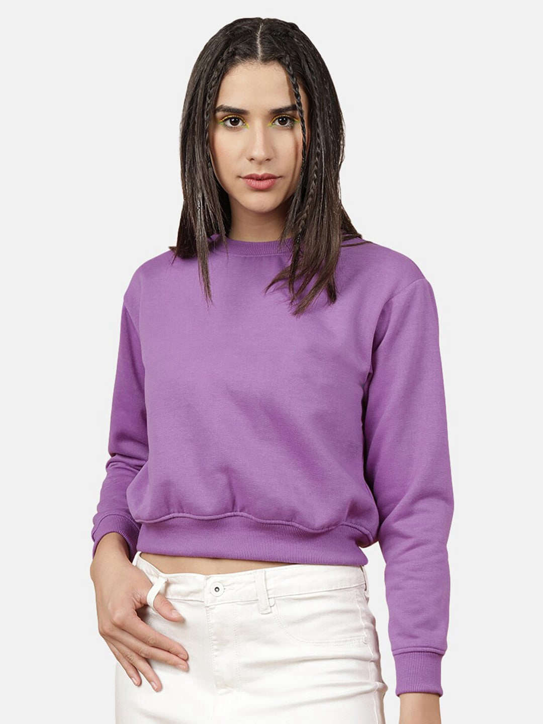 Freehand By The Indian Garage Co Women's Solid Regular Fit Sweatshirt