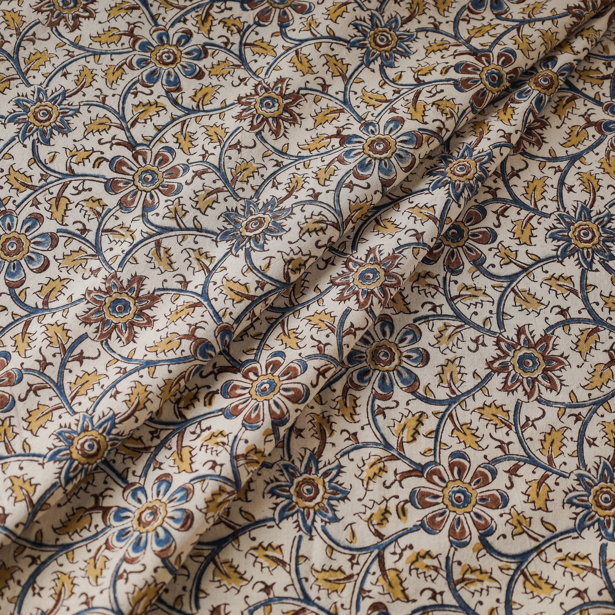 PITCHUKA SRINIVAS KALAMKARI PEDANA Beige - Pedana Kalamkari Block Printed Cotton Fabric - view 2