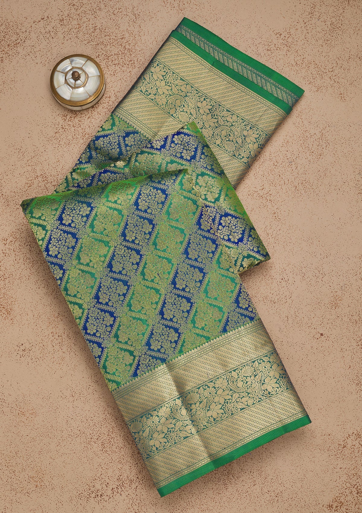 Koskii Leaf Green Zariwork Pure Silk Saree – Women's