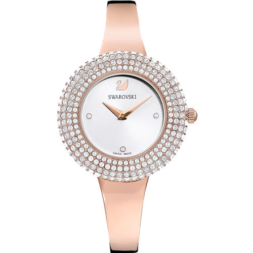 Swarovski Crystal Rose Women's Silver Dial with Rose Gold Chain Watch