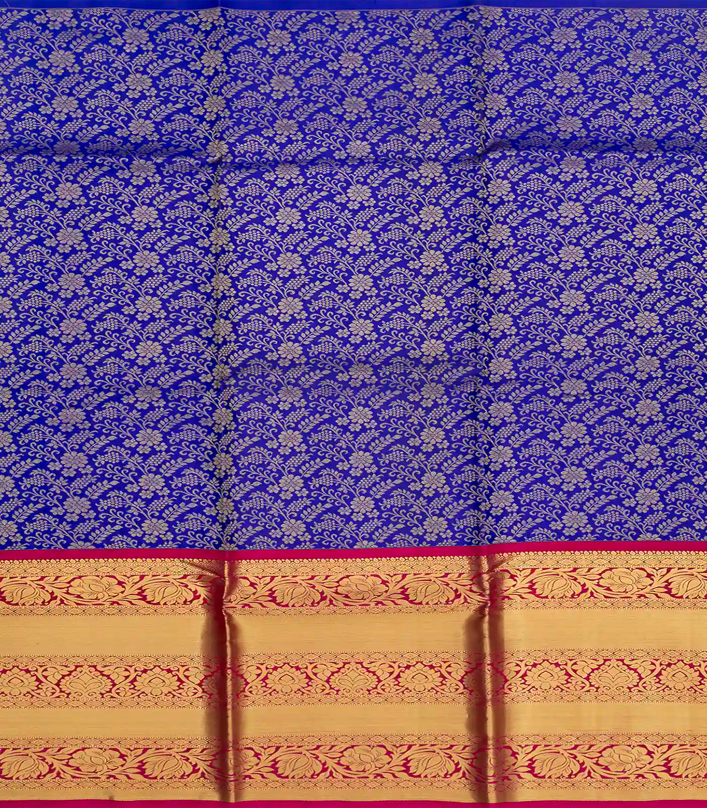 RmKV Violet Handloom Silk Pavadai Material With Floral Vine Motifs -Violet - view 2