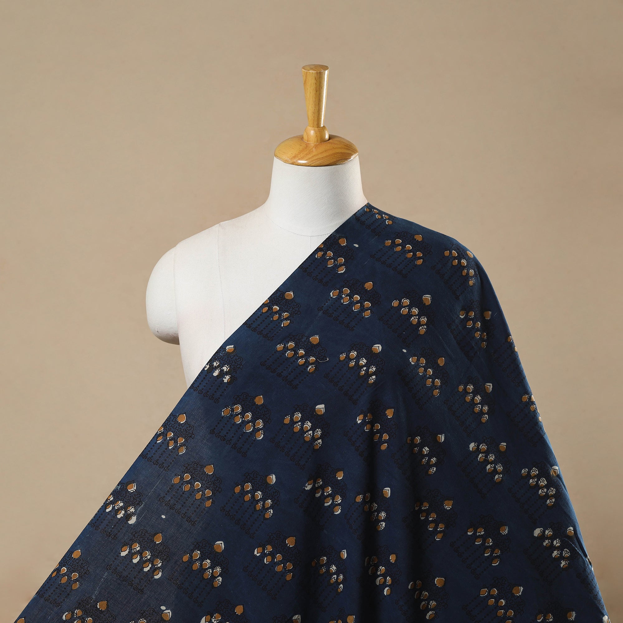 ARTISAN HAND BLOCK PRINTS Blue - Block Print Cotton Jahota Fabric 36