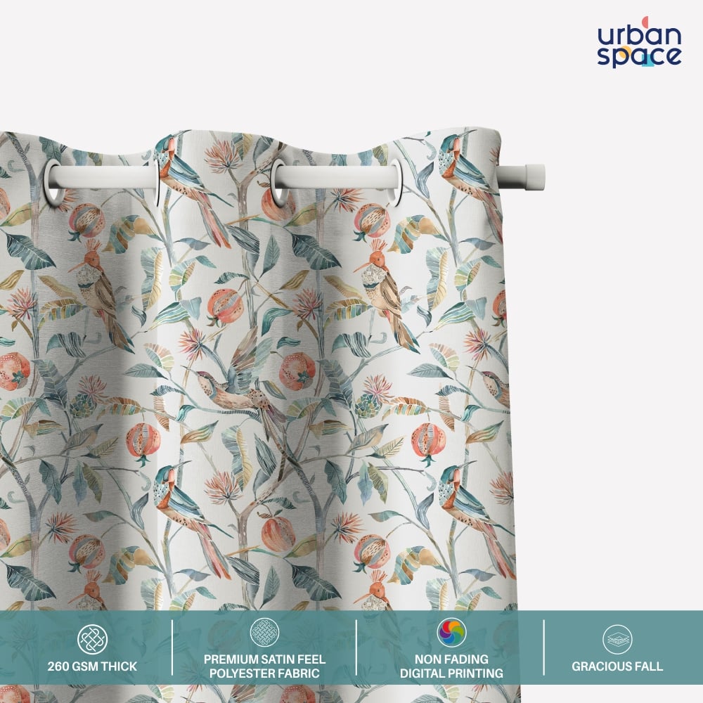 Urban Space -Home Furnishing Store Blackout Curtains, Digital Printed Curtains, Pack of 2 Curtains - King Fisher - view 2