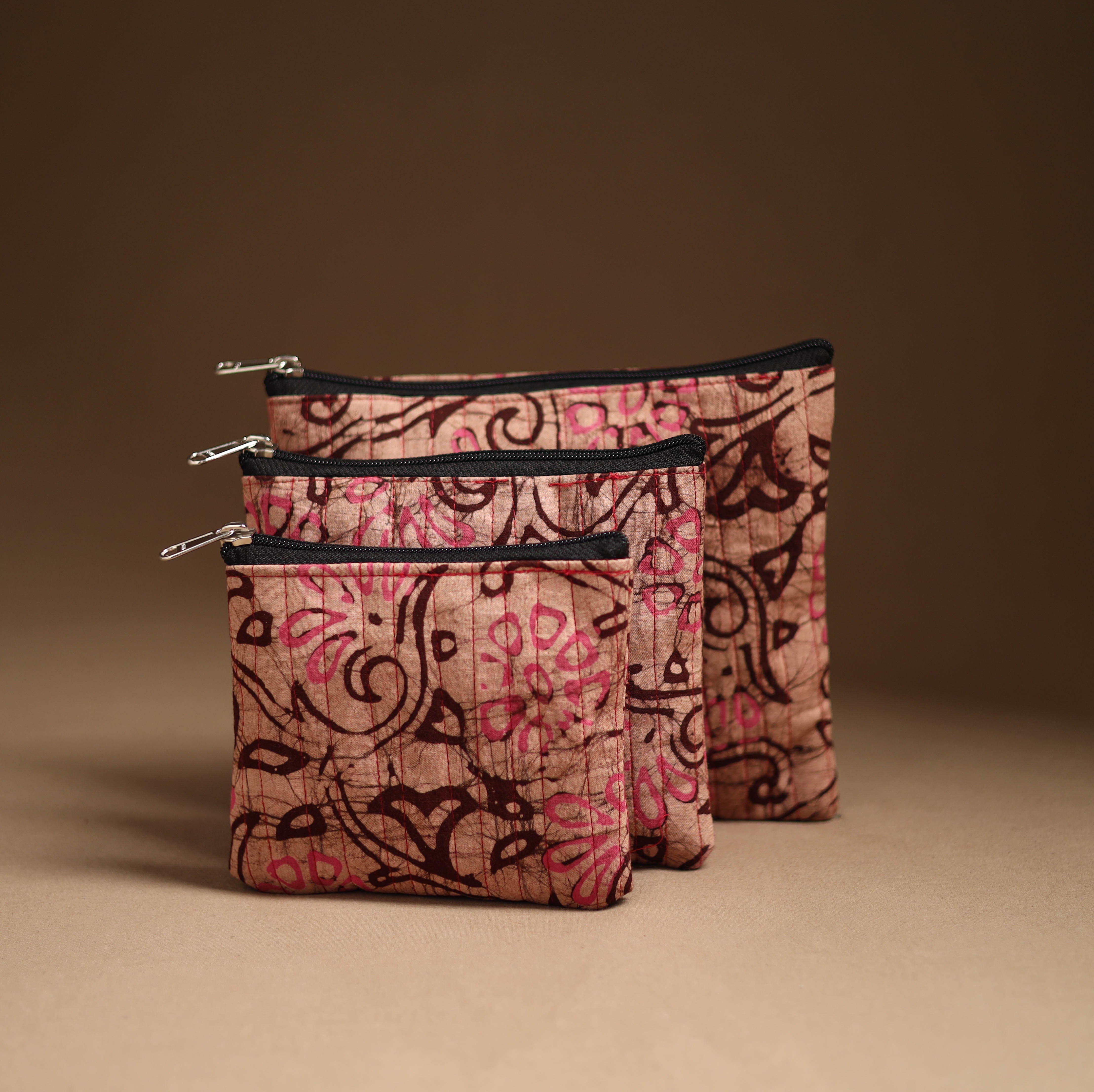 NOORI BAZAR Brown - Handmade Cotton Utility Pouch Set 01