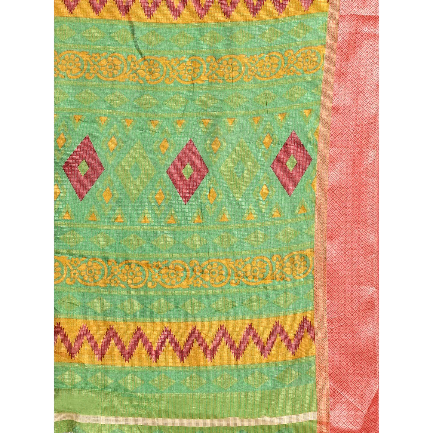 Peachmode Maroon Casual Brasso Printed Saree With Unstitched Blouse - view 3