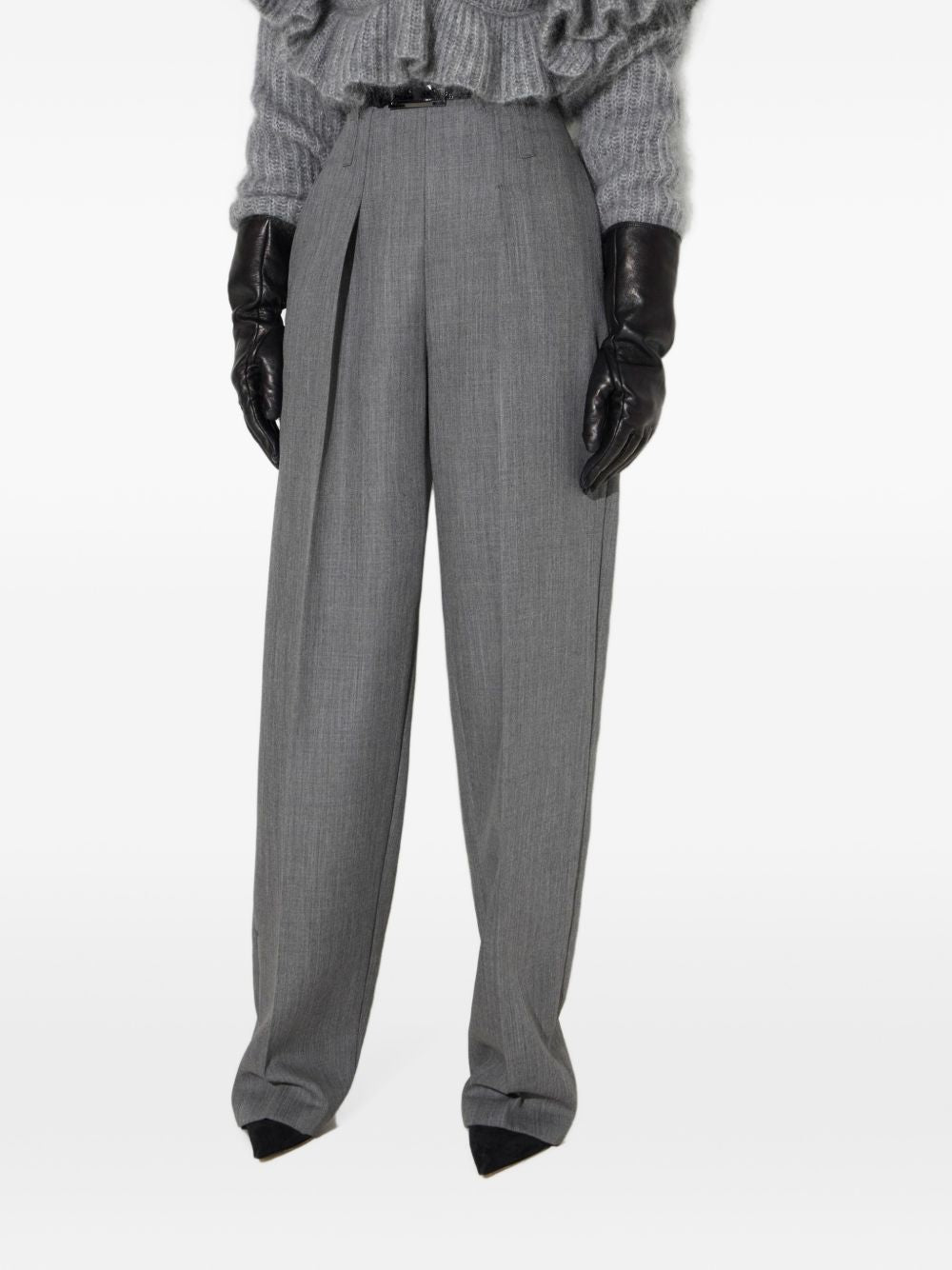 Elisabetta Franchi Trousers GREY – VIRGIN WOOL 100% - view 5