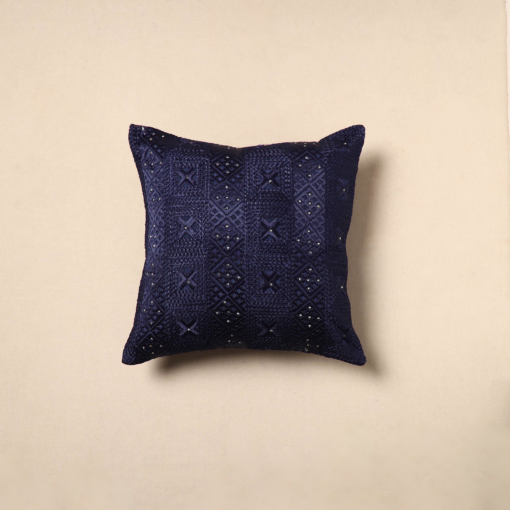 JALPARI Blue - Chinon Phulkari Embroidered Cushion Cover 10
