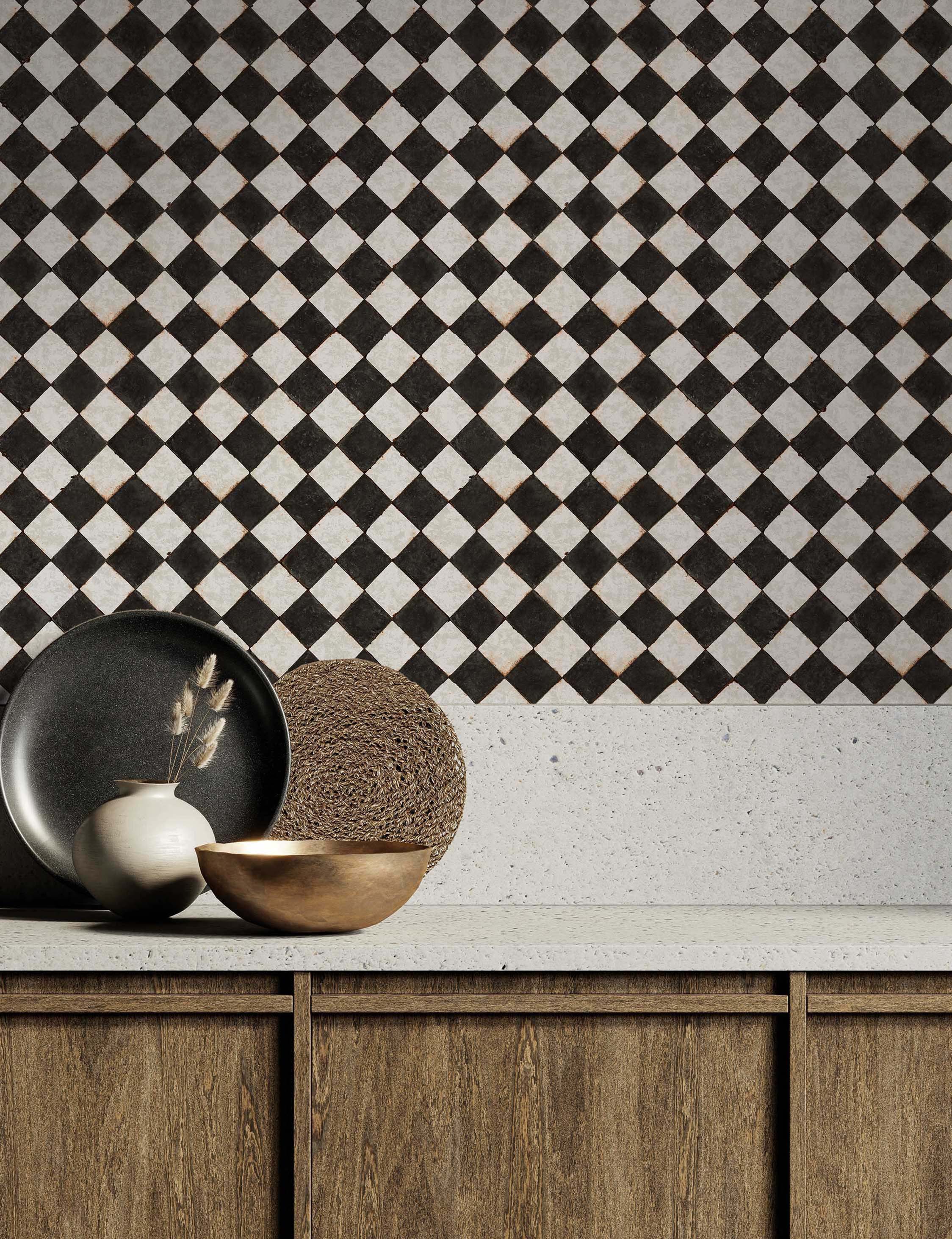 Lulu and Georgia Vintage Check Textured Peel + Stick Wallpaper by Jeremiah Brent - view 2