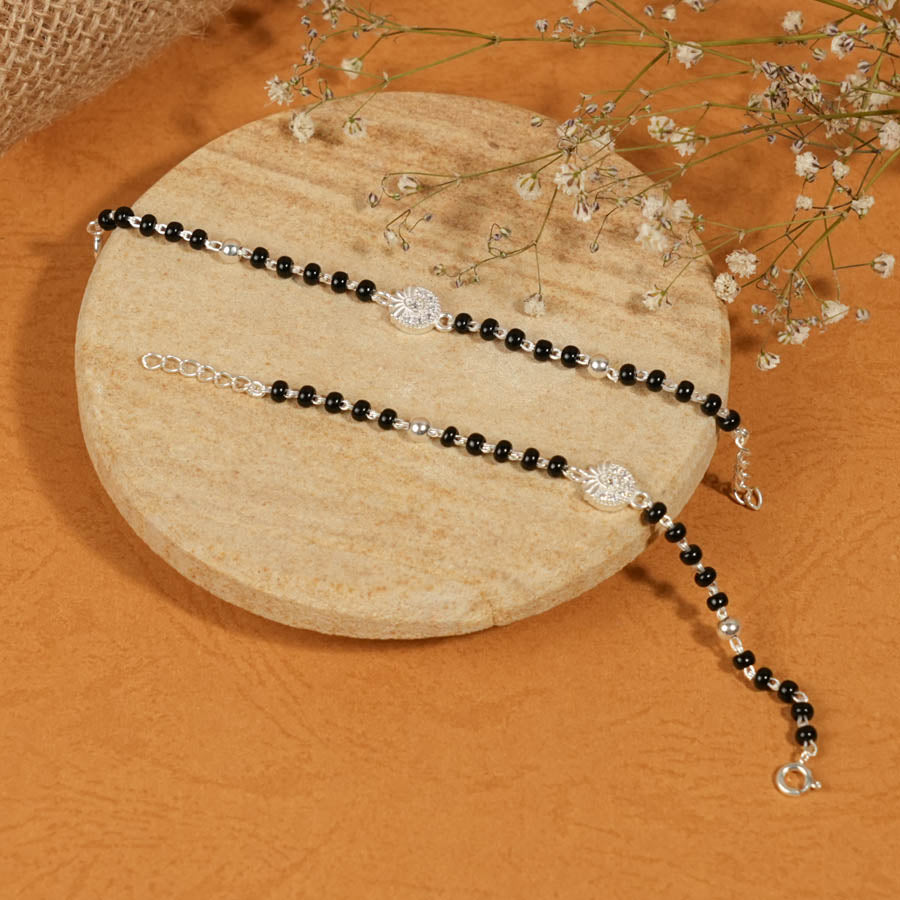 Prinjal Jewellers Black Beads Flower Nazariya for Kids - view 2
