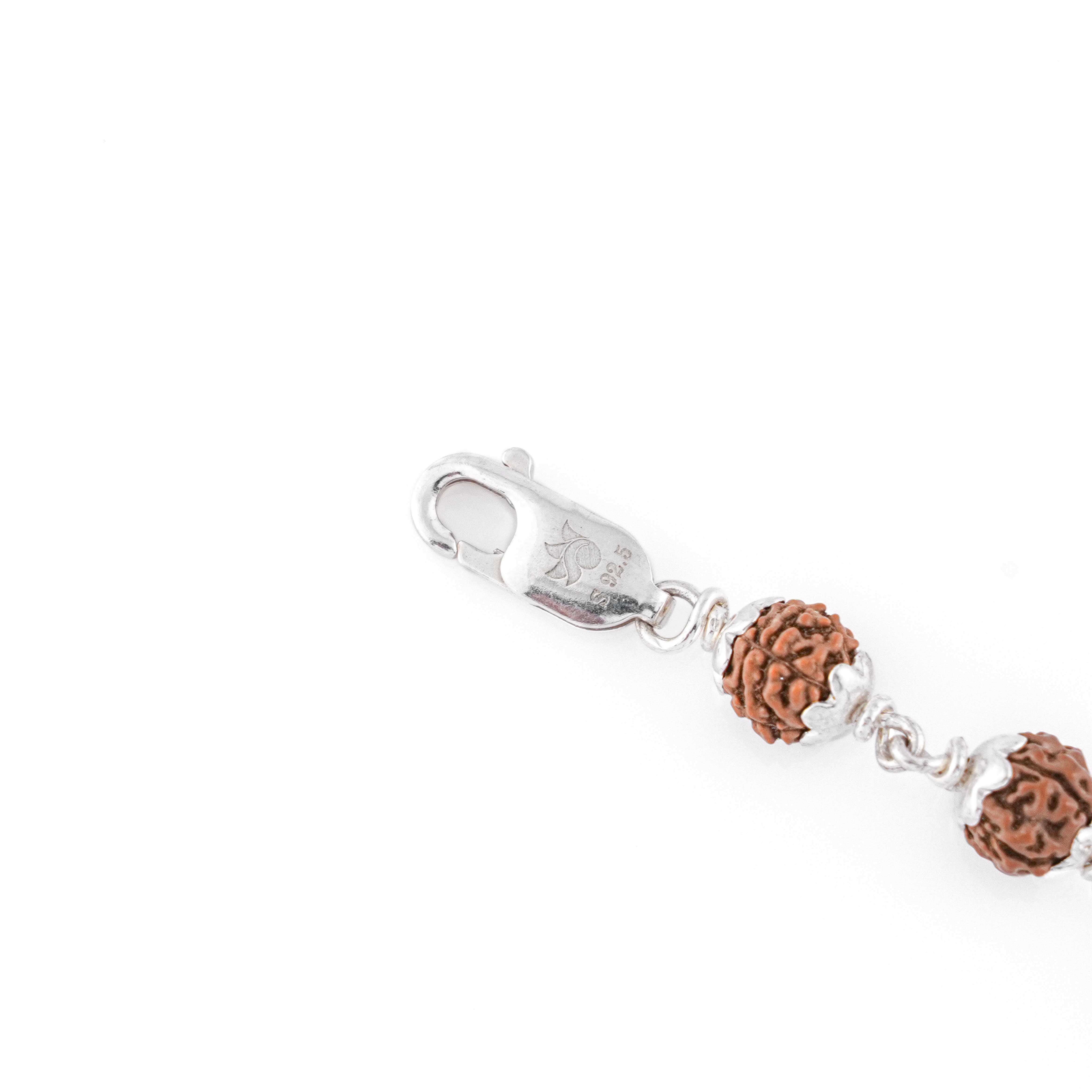 Prinjal Jewellers Rudraksha Silver Trinetra Mahakaal Bracelet - view 5
