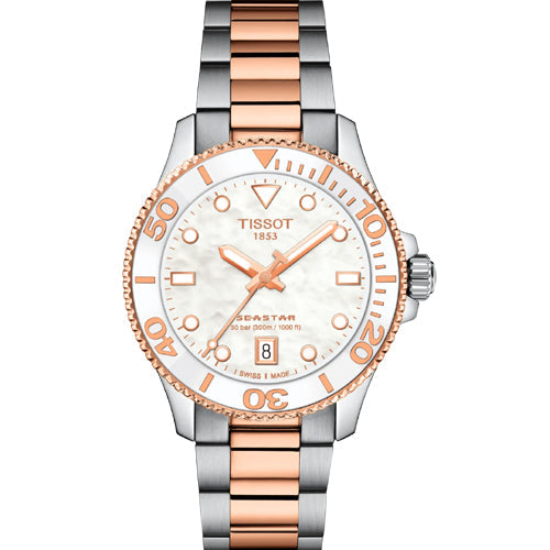 Tissot T-Sport Seastar 1000 Quartz 36mm White Mother-Of-Pearl Dial Women T1202102211100