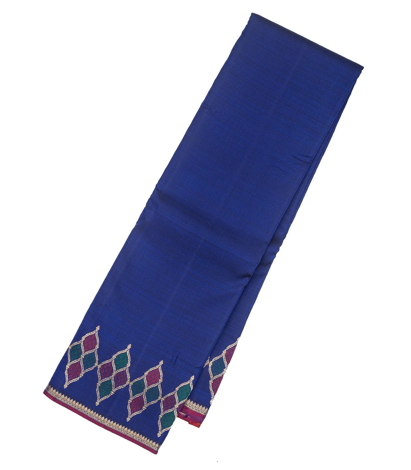 RmKV Blue Handloom Kanchipuram Silk Saree With Meena Buttas