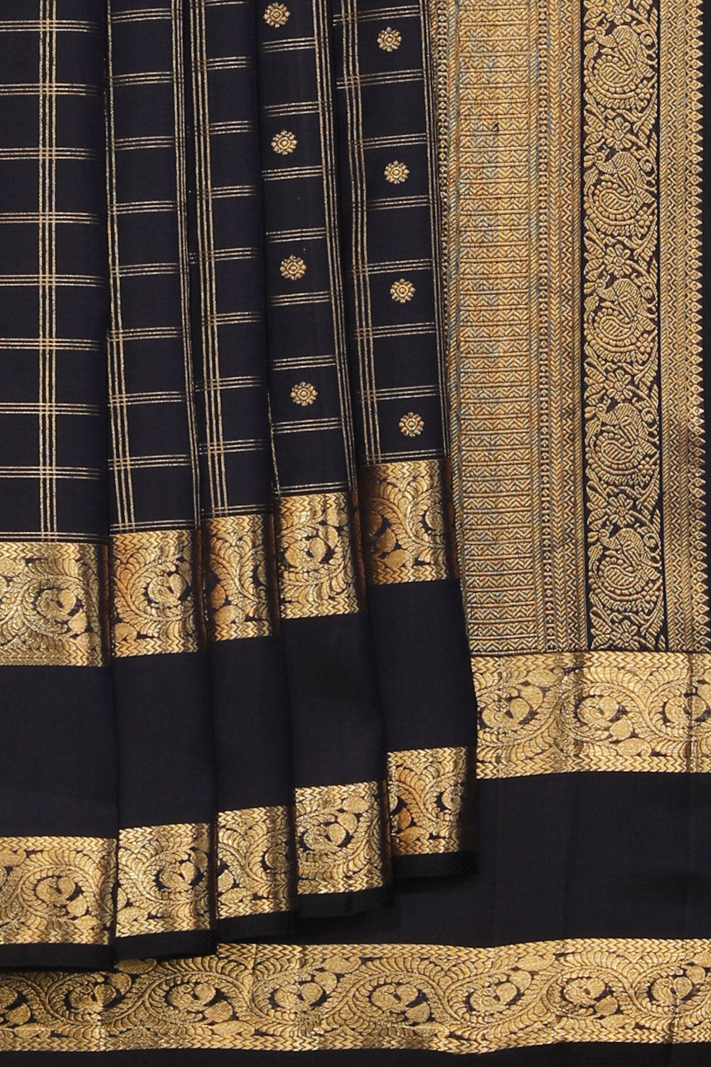 Kalanjali Kanchi Silk Navy Blue Saree – Women's