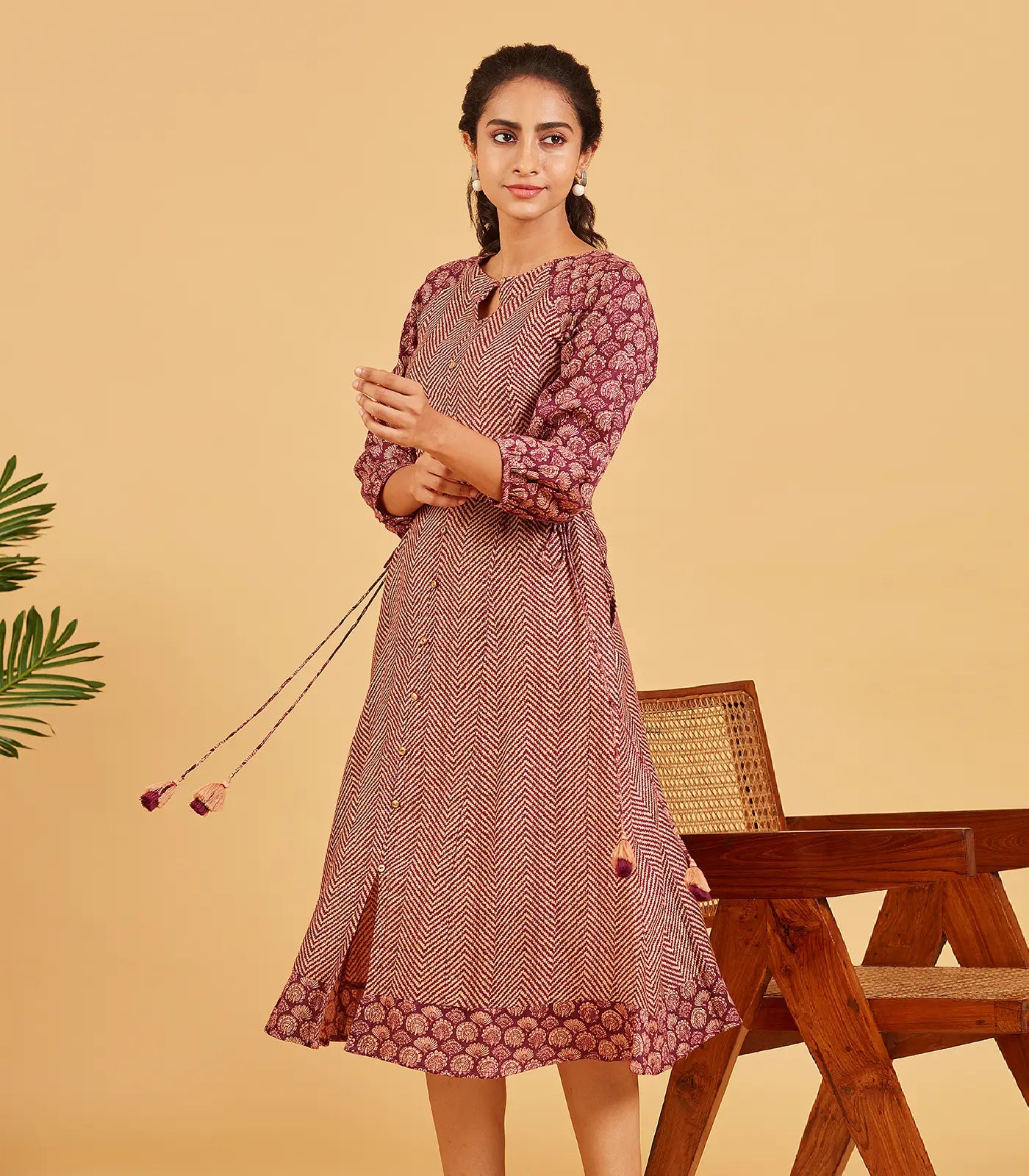 RmKV Purple Abstract Printed Raglan Dress