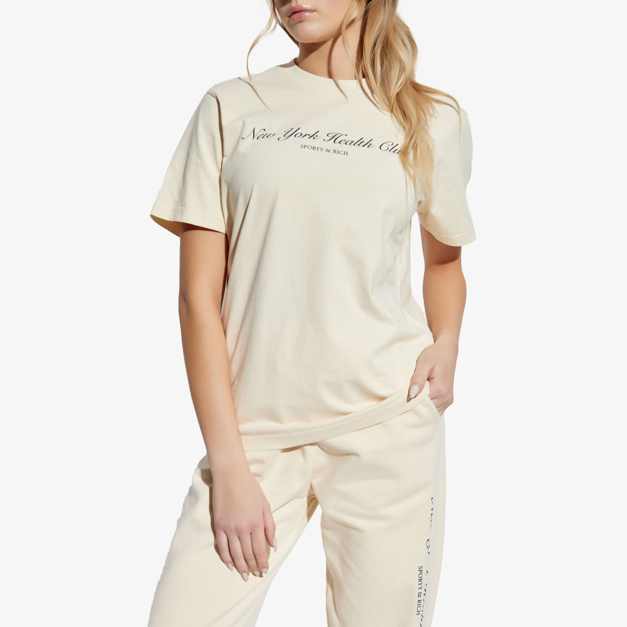 Sporty & Rich | Ny Health Club T-shirt { Cream - view 2
