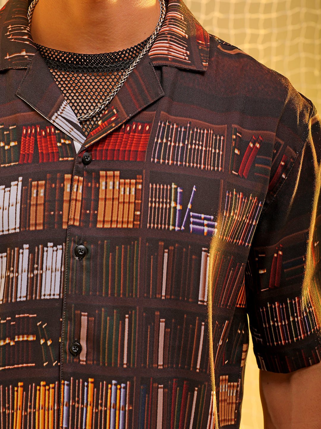 The Indian Garage Co Men's Brown Oversized Fit Graphic Shirt - view 6