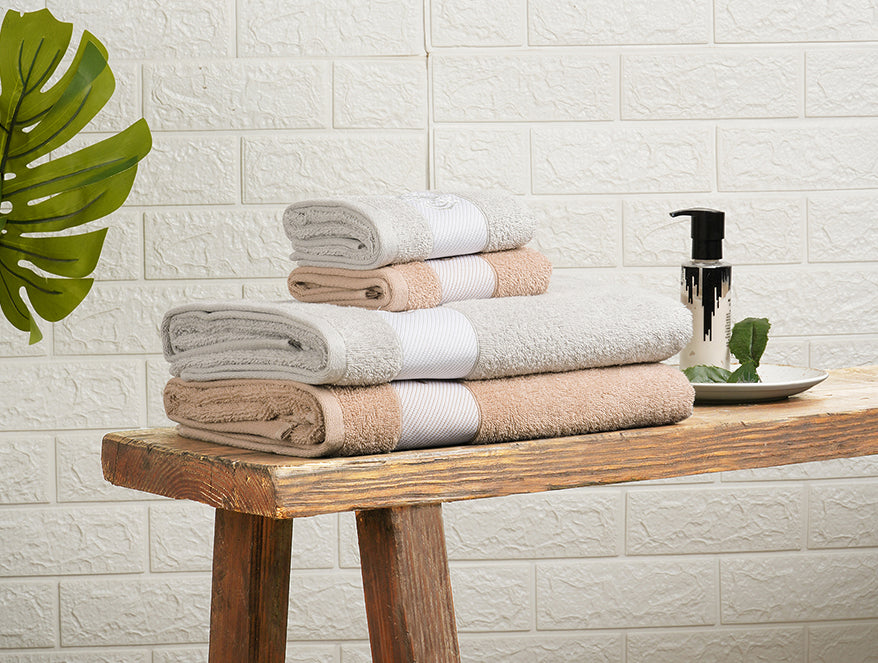 Spaces India Solid Light Grey 100% Cotton Towel Combo - Aurum By Spaces - view 3