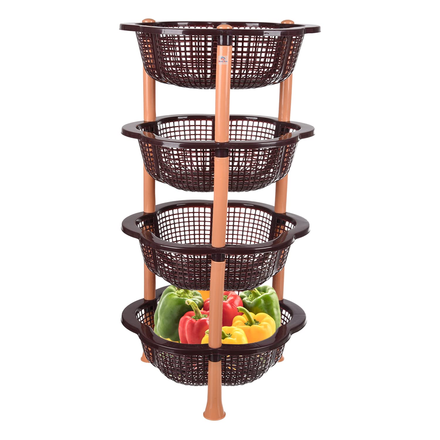 Heart Home Storage Basket | Plastic 4 Layer Kitchen Storage Basket | Storage Rack for Kitchen | Multi-Layer Vegetable Rack | Desire Floor-Standing Rac - view 2