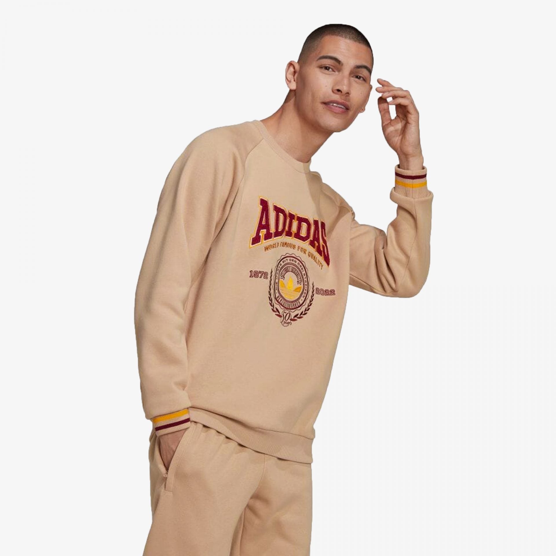 Adidas Originals | VARSITY CREWNECK SWEATSHIRT { MAGIC BEIGE - view 3